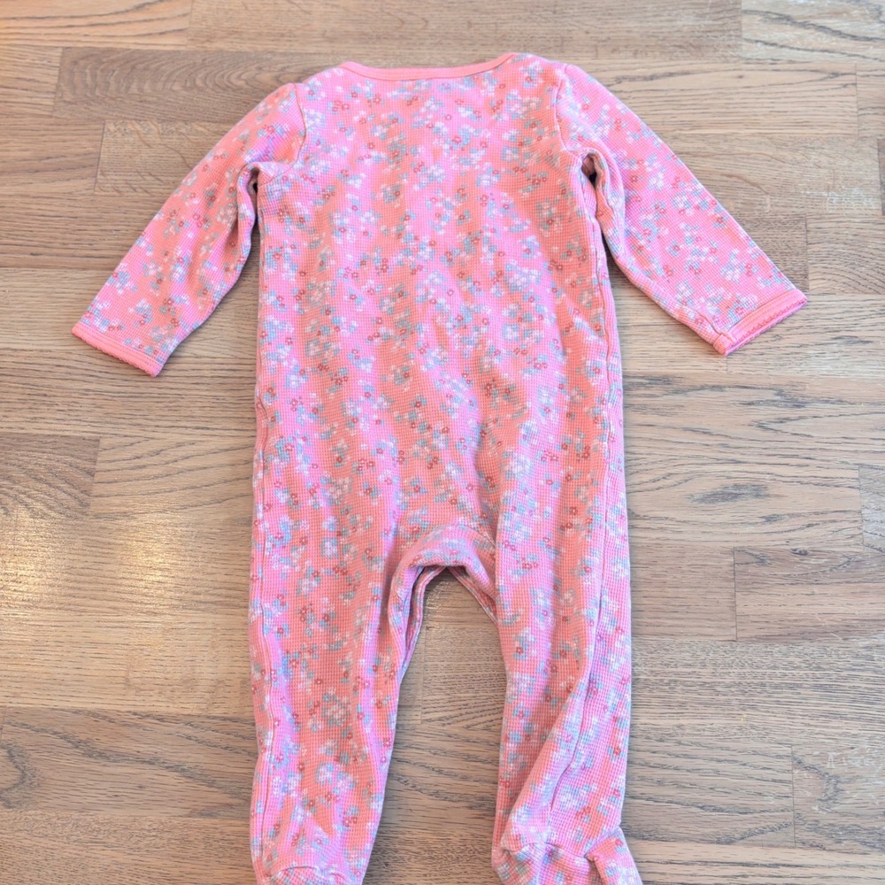 Carters Pink Floral Waffle‎ Knit Footed Pajamas Sleepers Baby Girl 6 Months